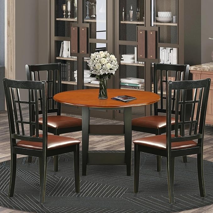 East West Furniture SUNI5-BCH-LC 5 Piece Dining Table Set - Image 2