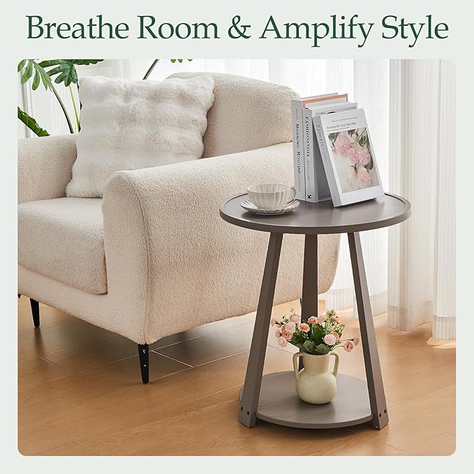 Round Solid Wood Side Table - Image 6