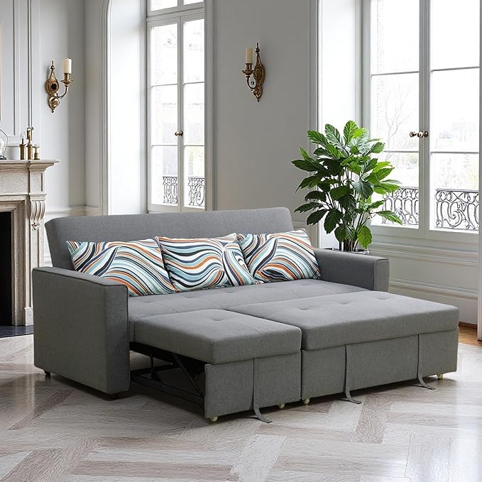 77 Inch Convertible Pull Out Sofa Bed, Sleeper Couch - Image 7
