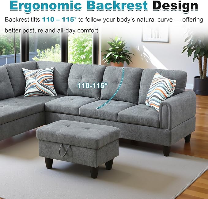 97" Oversized Sectional Couch, L Shaped Couch - Image 6
