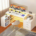 DWVO L Shaped Desk with Drawers, Corner Home Office Desk with Storage Shelves & by DWVO