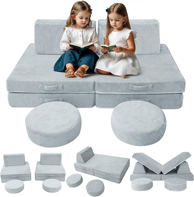 MeMoreCool Modular Kids Play Couch Sofa, and Moon Patterns by MeMoreCool