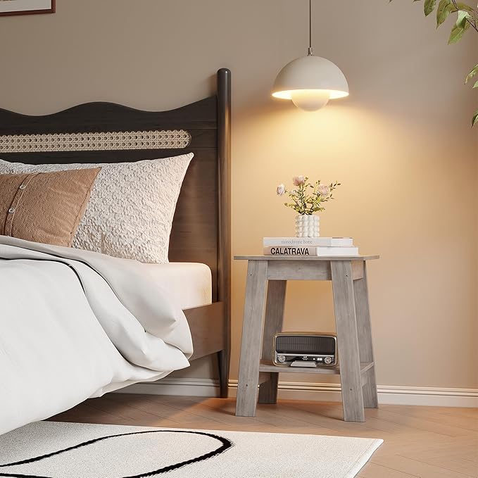 End Table with Double Storage Shelves, Small Space Side Table - Image 4