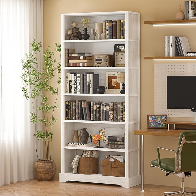 TVU 6 Shelf Bookcase, Freestanding Open Bookshelf, Tall Book Shelf, 11.8" D x - Image 8