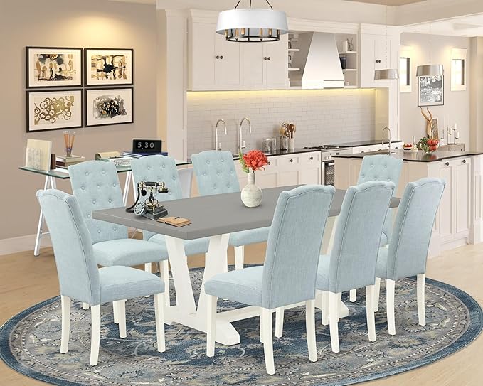 East West Furniture V097CE215-9 9 Piece Kitchen Table Set Includes a Rectangle - Image 2