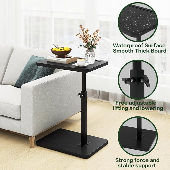 IBUYKE Tray Table for Couch, 360° Swivel Height Adjustable End Table for Small - Image 7
