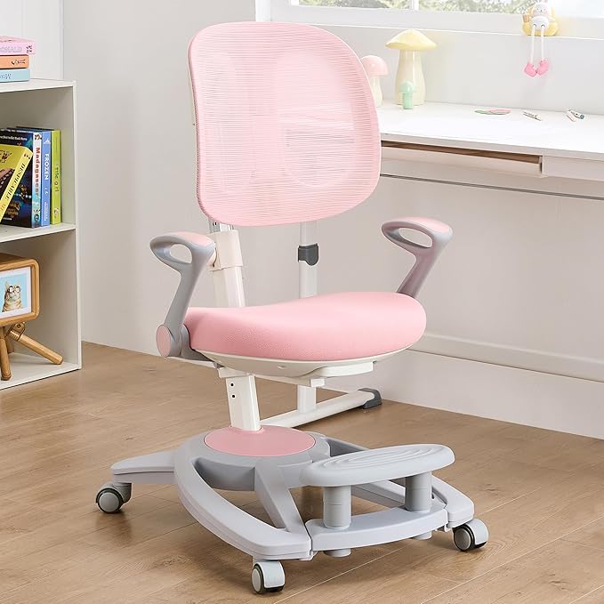 Ergonomic Kids Desk Chair with Footrest & Height-Adjustable Seat, Work & Dining - Image 3
