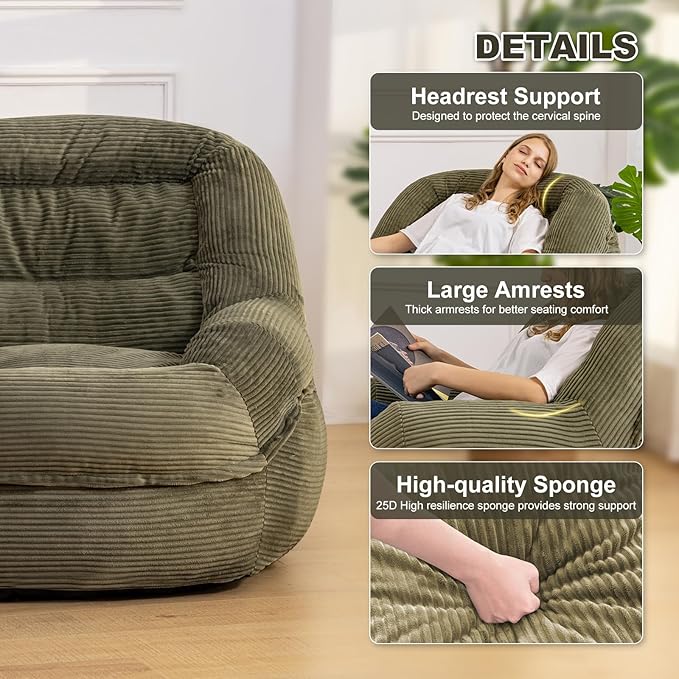 Giant Bean Bag Chair with Armrests - Image 4