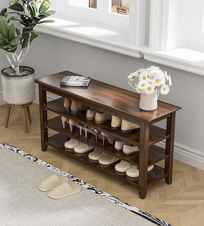 Wooden Storage Shoe Bench, Entryway Bench - Image 3