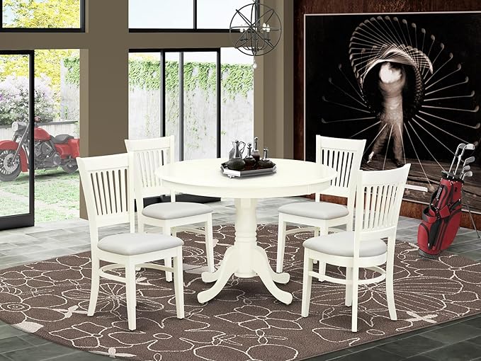 East West Furniture HLVA5-LWH-C 5 Piece Kitchen Table Set - Image 2