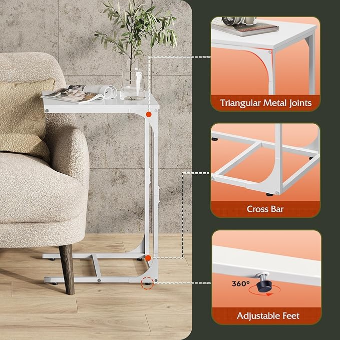 WLIVE C Shaped End Table, Small Couch Side Tables - Image 5
