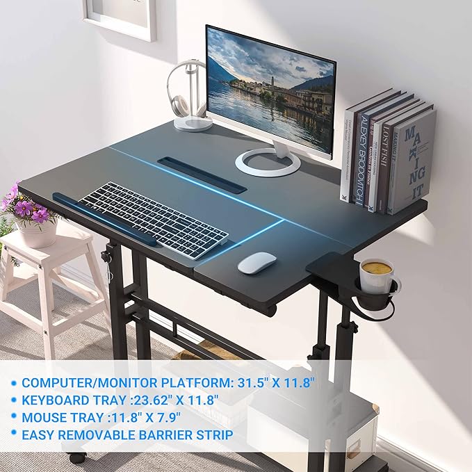 Mobile Standing Desk, Adjustable Rolling Computer Desk - Image 5