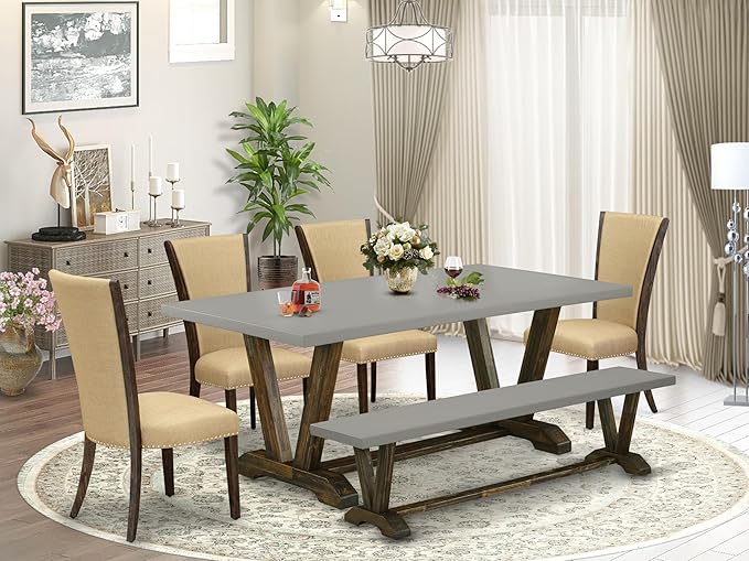 East West Furniture V797VE703-6 6 Piece Dining Table Set Contains a Rectangle - Image 2
