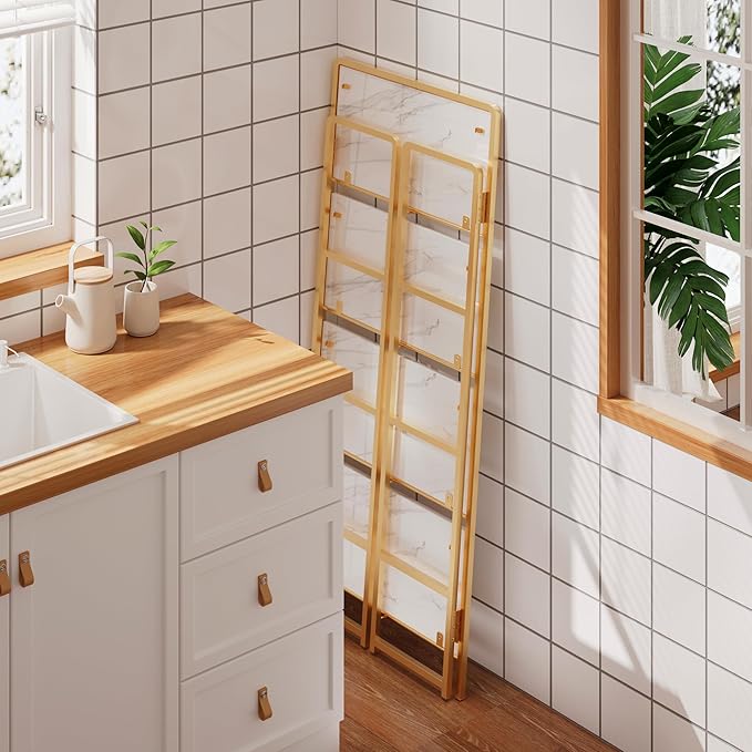 4NM No Assembly Folding Bookshelf, 4-Shelf 54" H Collapsible Foldable Bookcase - Image 4