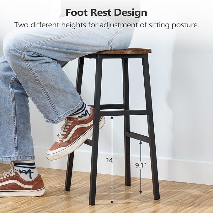 Bar Stools, 24.4 Inch Kitchen Breakfast Bar Stools, Industrial Bar Stools - Image 8