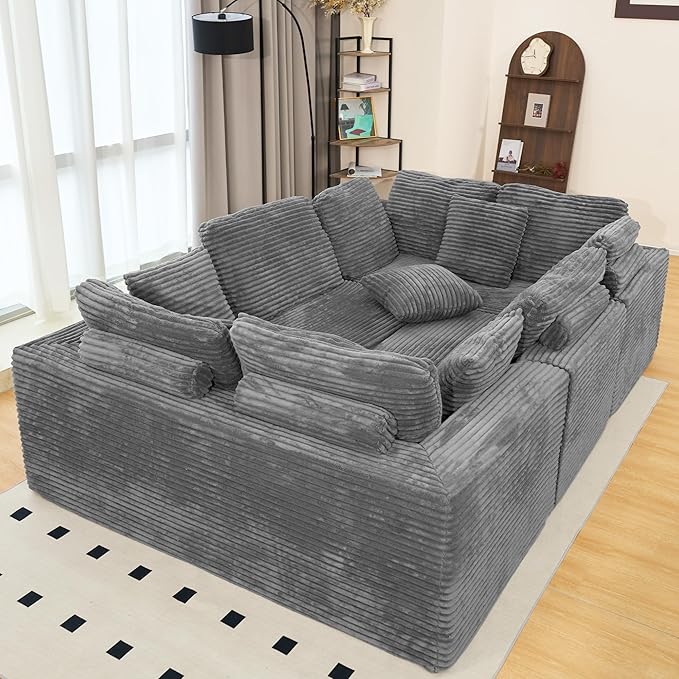KEIKI 135" U Shape Sectional Sofa, 6-Seater Modular Couch - Image 3