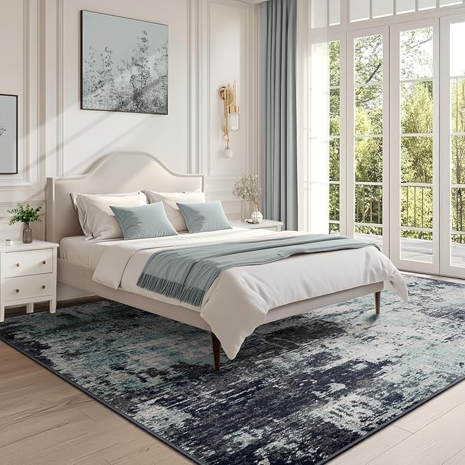 Washable Area Rugs 9'x12' Non-Slip Modern Abstract Soft - Image 2