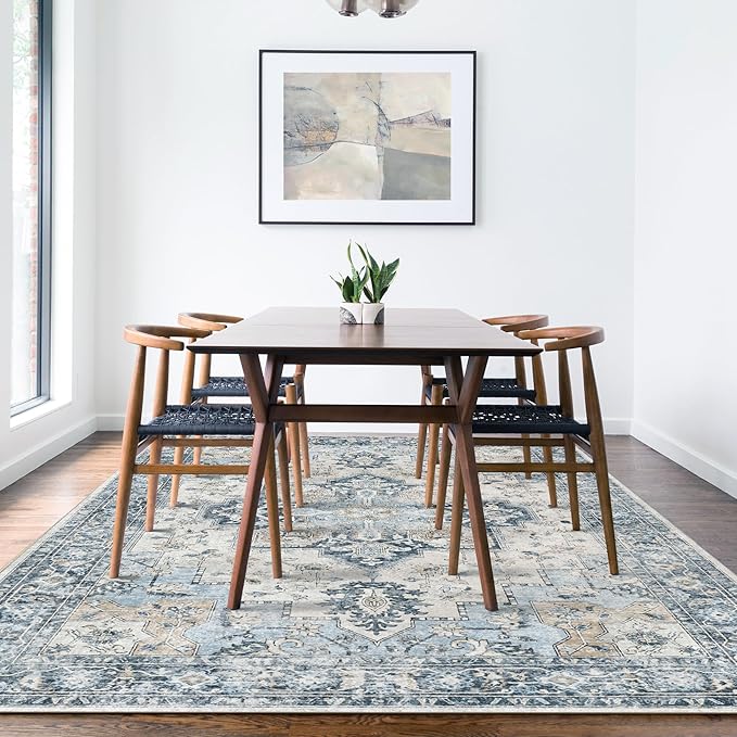 GENIMO 9x12 Area Rugs for Living Room, Machine Washable Non Slip Vintage Rugs - Image 9