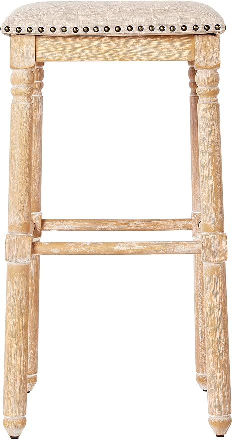 Roundhill Furniture Arnhem Wood Upholstered Swivel Bar Stools - Image 4