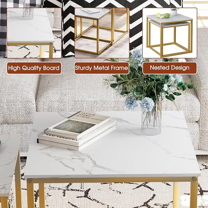 Garden 4 you Coffee Table Set of 2, Modern Engineered Wood Nesting Table - Image 7
