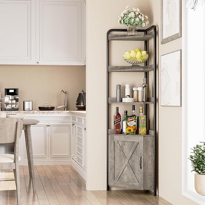 IDEALHOUSE 70.9 Inch Corner Cabinet 5-Tier Tall Corner Cabinet Farmhouse - Image 8