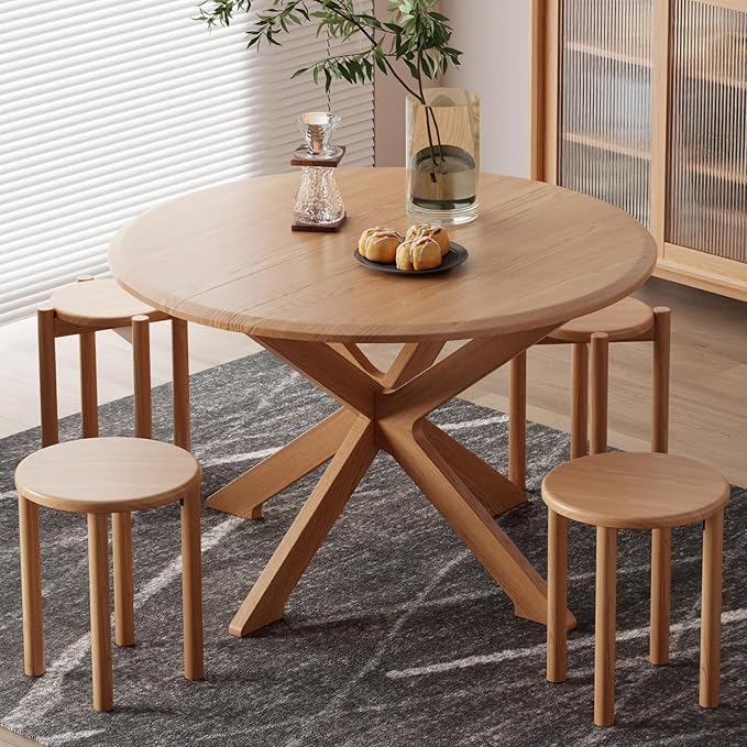 Stackable Stools Set of 4, Wooden Stool 18 Inch Stool Stackable Side Tables - Image 5