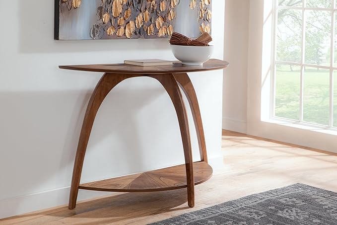 Martin Svensson Home LAX Half-Moon Wood Sofa Console Table in Warm Nutmeg Brown by MartinSvenssonHome