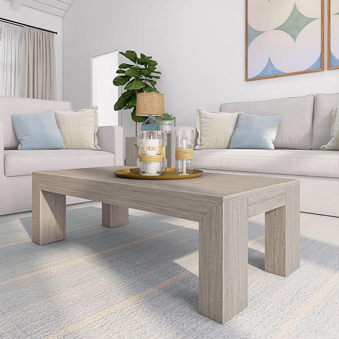 Plank+Beam Modern Rectangular Coffee Table, Medium Sized Coffee Table, Center by PlankBeam