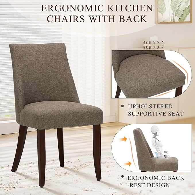 COLAMY Upholstered Dining Chairs Set of 2, Mid Century Modern Kitchen Chairs - Image 3