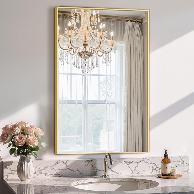Bathroom Vanity Mirror for Wall, HD Shatterproof Glass, Hangs Horizontally or by TRAHOME