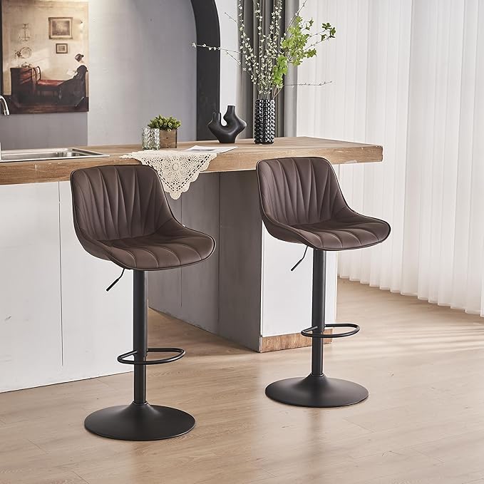 YOUNIKE Bar Stools Set of 2, Faux Leather Padded Bar Stool Counter Height - Image 10