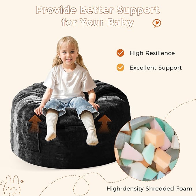 MAXYOYO Kids Bean Bag Chair, Stuffed Faux Fur Bean Bag - Image 6