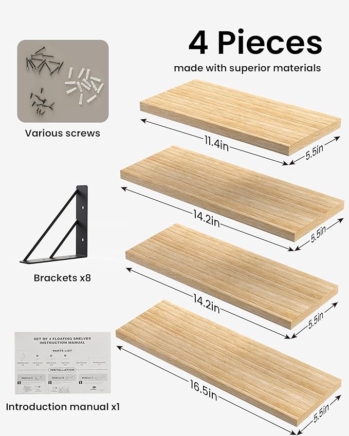 BAYKA Wall Shelves for Bedroom Decor, Floating Wall Shelves for Living Room - Image 7