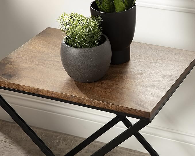Kate and Laurel Laraway Modern Side Table, Rustic Brown and Black, Metal - Image 5