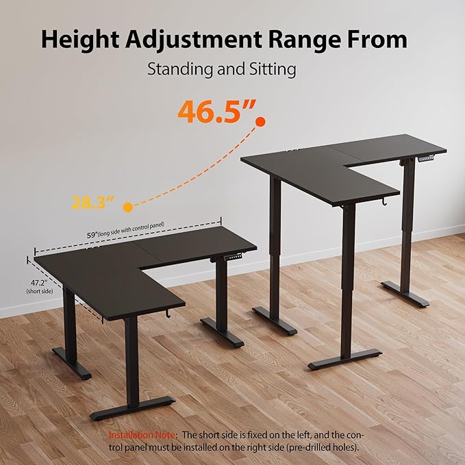 Agilestic 59 Inch L Shaped Standing Desk Adjustable Height, Electric Corner - Image 6
