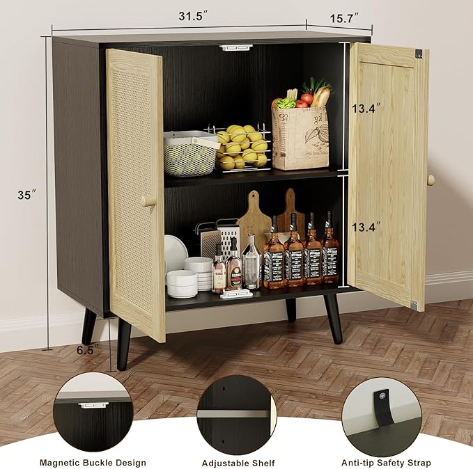 Rattan Sideboard Buffet, Accent Cabinet Cupboard Console Small Cabinet - Image 2