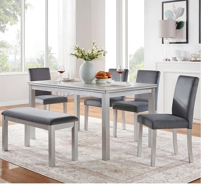 soges 6 Piece Wooden Dining Table Set, Wooden Dining Table by soges