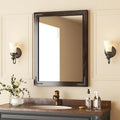 VocalStar Black Wood Framed Mirror 22 x 30 Inch, Rustic Natural Black Wooden by VOCALSTAR