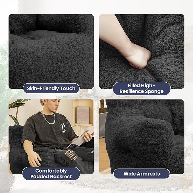 Bean Bag Chair with Filler, Bean Bag Sofa with Tufted Soft Stuffed Filling - Image 6