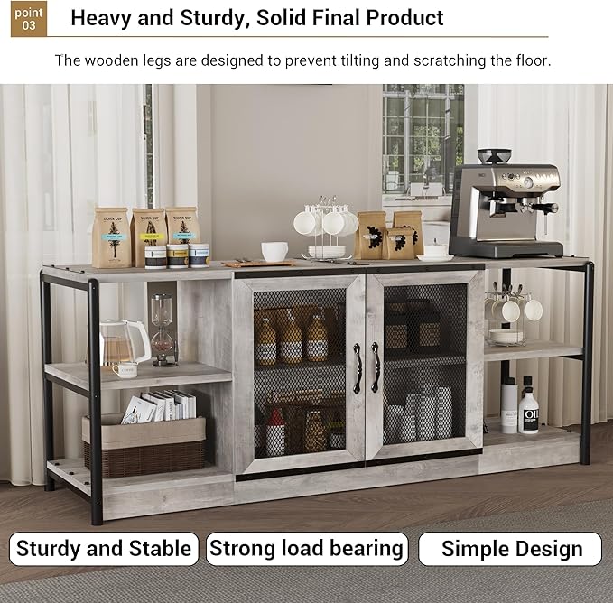 Farmhouse TV Stand for 65+ Inch TV, Industrial TV Cabinet, Entertainment Center - Image 4