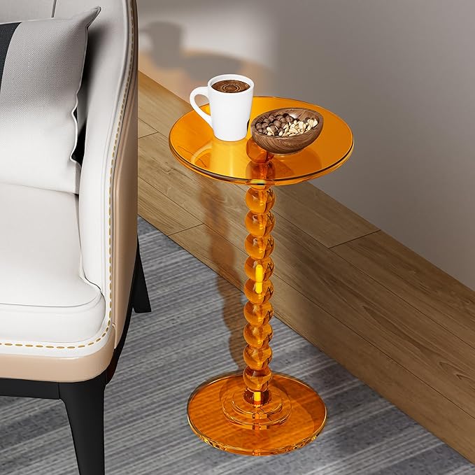Acrylic Side Table, End Table Round Top - Image 5