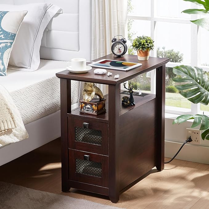 Farmhouse XXL End Table with Charging Station, Narrow Side Table with USB Ports - Image 8
