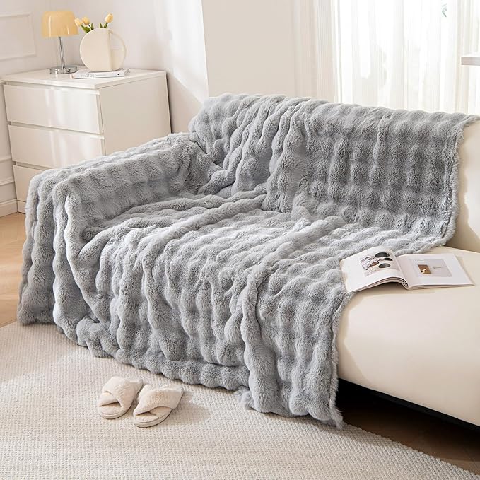 VM VOUGEMARKET Plush Sofa Cover Thick Faux Fur Shaggy Fuzzy Sectional Couch - Image 4
