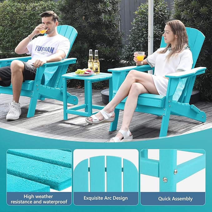 Hdpe Outdoor Adirondack Side Table, Wooden Textured, Set - Image 4