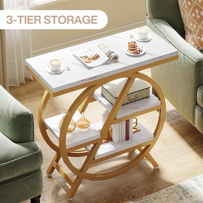 Tribesigns End Table Set of 2, Modern Faux Marble Side Table - Image 6