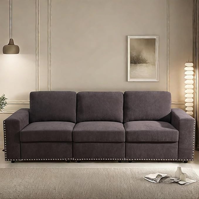 Sectional Couches for Living Room, 93″ Nail-Head Cloud Couches, Modern Comfy 3 - Image 3
