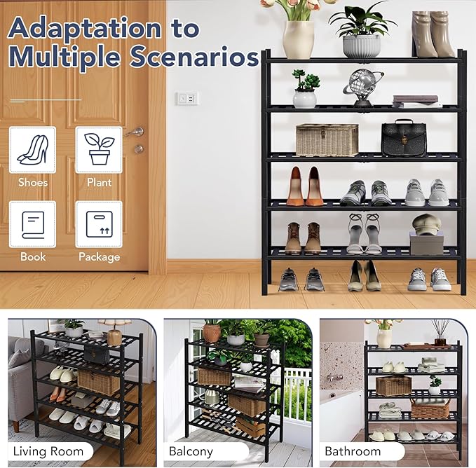 Haddockway 5 Tier Bamboo Shoe Rack Storage Organizer, Small Space 27"x11"x32" - Image 7