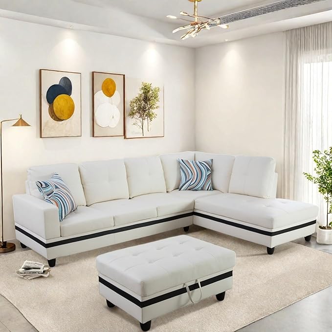 Sectional Couch with Ottoman Storage, L Shaped Sofa Furniture Sets, Modern - Image 5