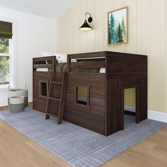 Max & Lily Modern Farmhouse Twin Low Loft Bed by MaxLily