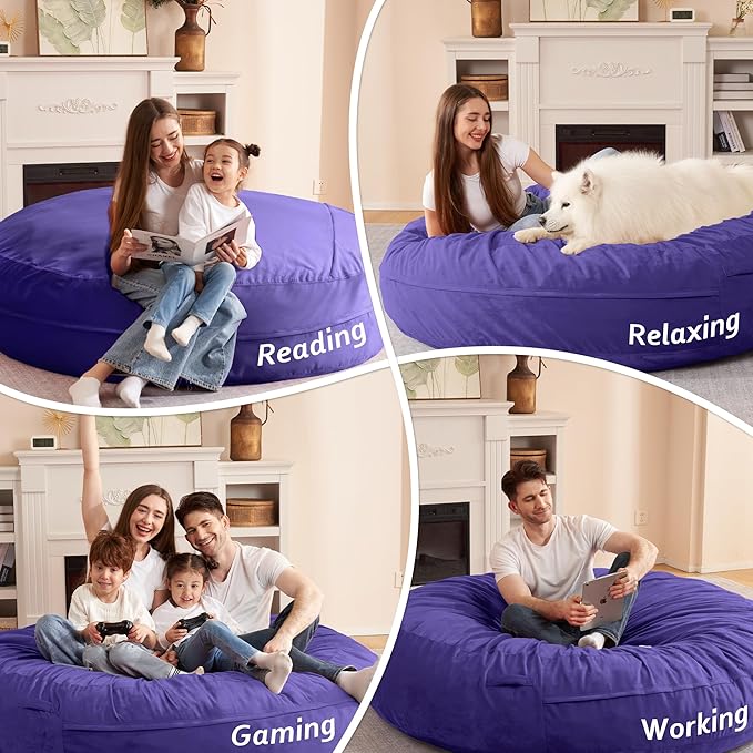 HABUTWAY XX-Large Bean Bag Chair: Giant 7' Memory Foam Furniture Bean Bag Chairs - Image 5